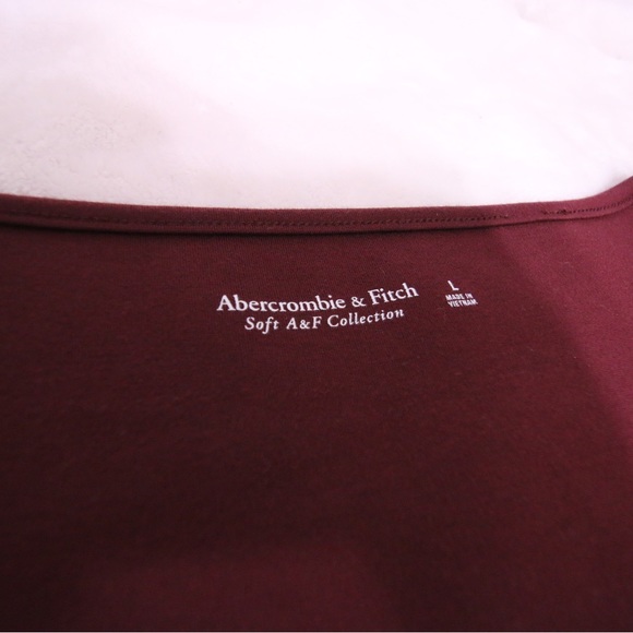 Abercrombie & Fitch Long-Sleeve Ponte Squareneck Seamed Bodysuit Burgundy W Lg - Picture 11 of 11